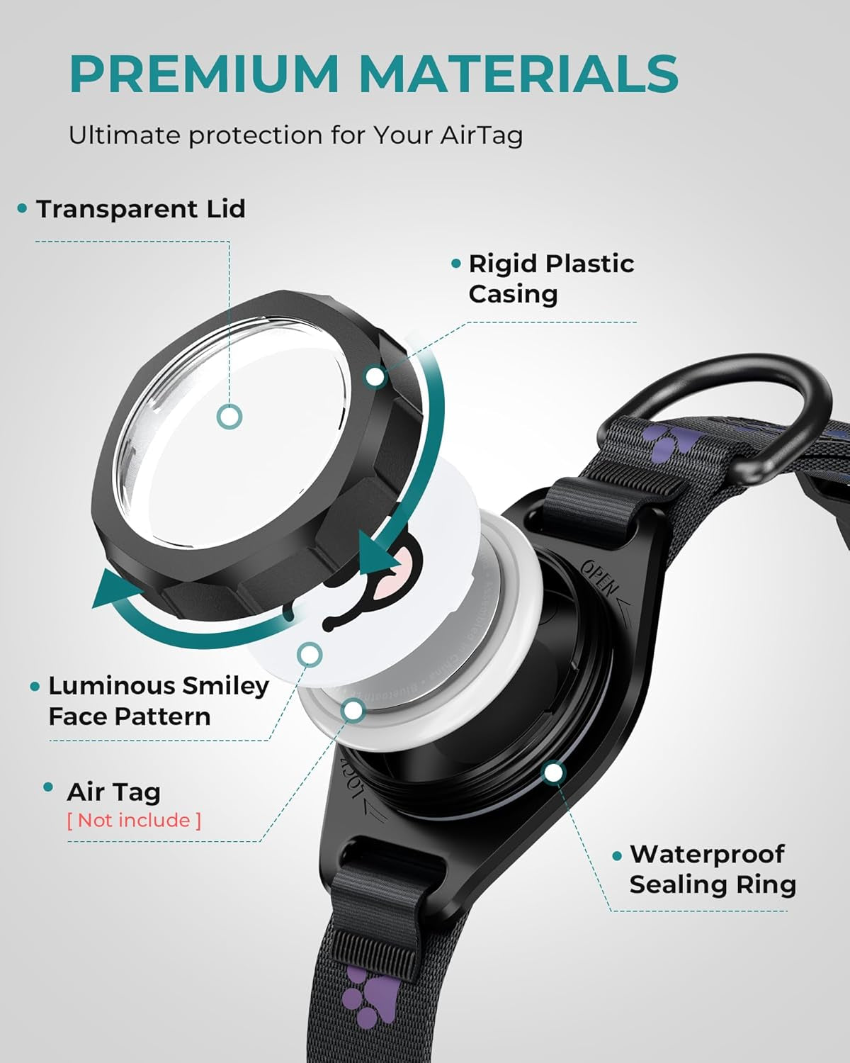 Pawzy™ Reflective AirTag Dog Collar – Waterproof GPS Tracking Collar for Dogs