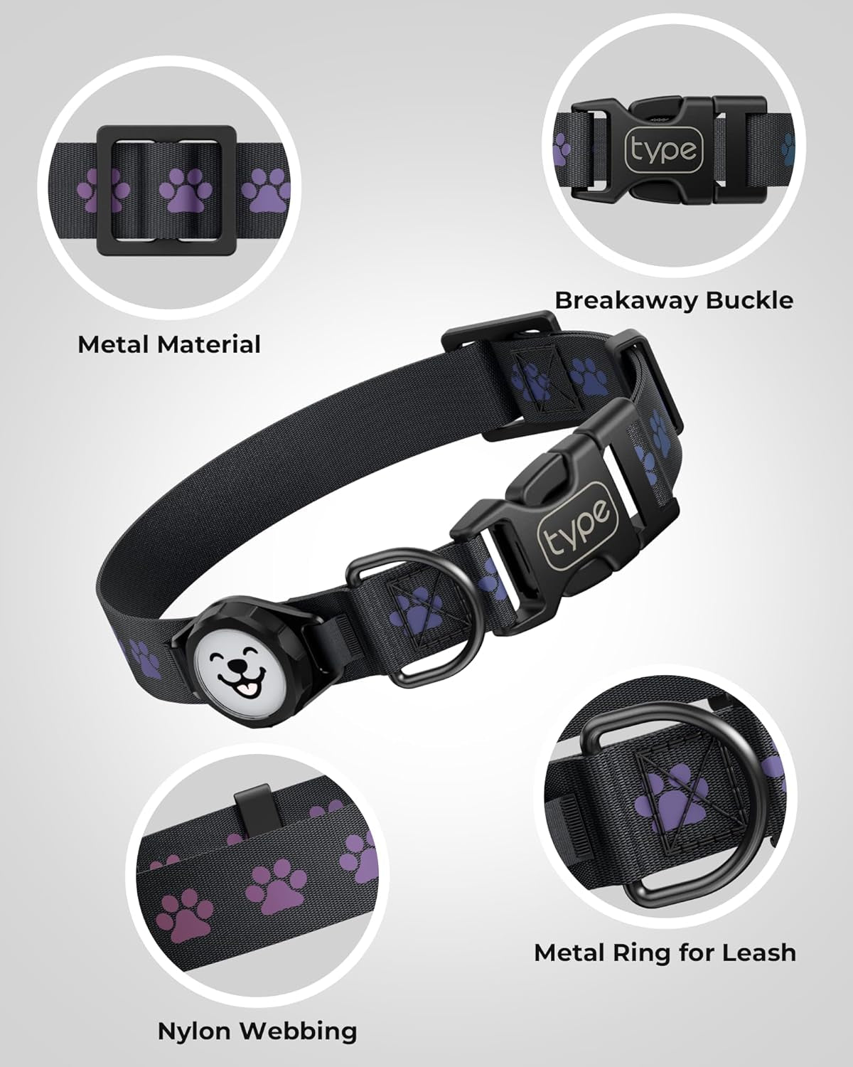 Pawzy™ Reflective AirTag Dog Collar – Waterproof GPS Tracking Collar for Dogs