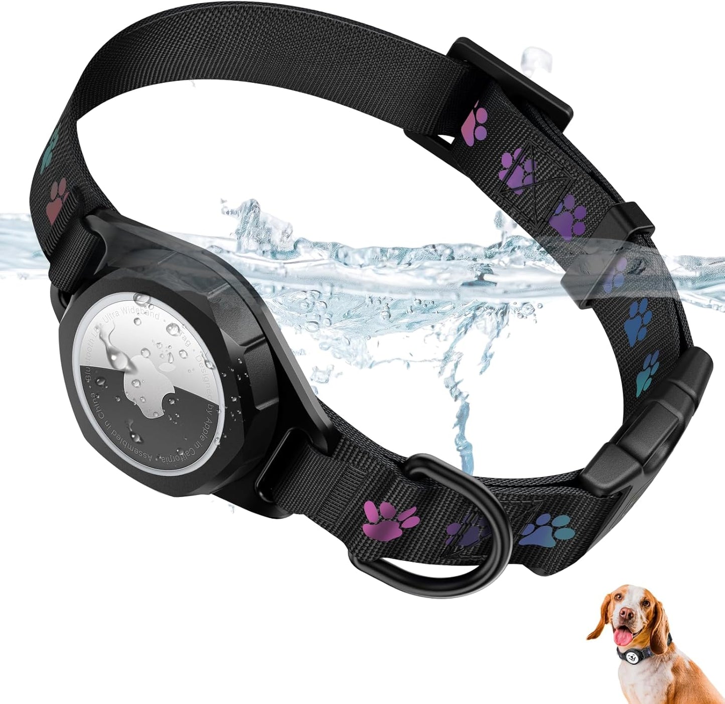 Pawzy™ Reflective AirTag Dog Collar – Waterproof GPS Tracking Collar for Dogs